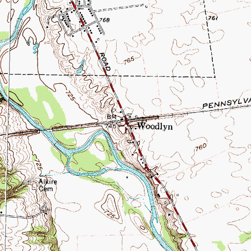 Topographic Map of Woodlyn Post Office (historical), OH