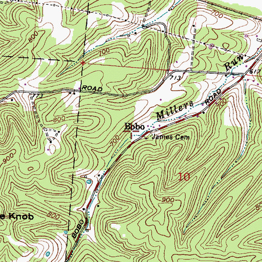 Topographic Map of Bobo Post Office (historical), OH