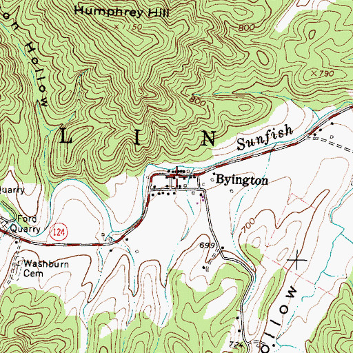 Topographic Map of Byington Post Office (historical), OH
