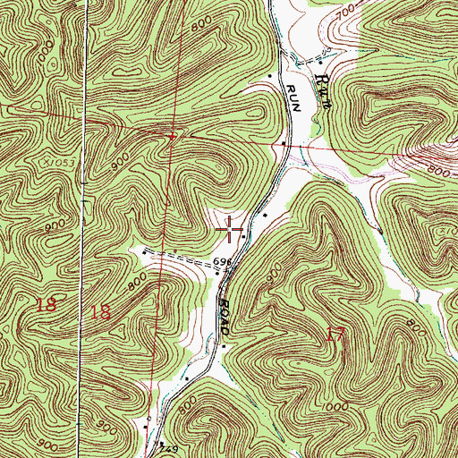 Topographic Map of Cars Run Post Office (historical), OH