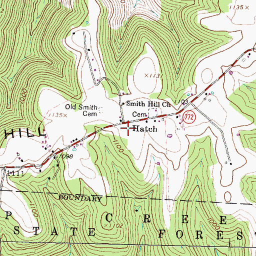 Topographic Map of Hatch Post Office (historical), OH