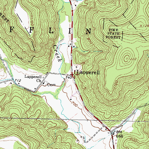 Topographic Map of Lapperell Post Office (historical), OH