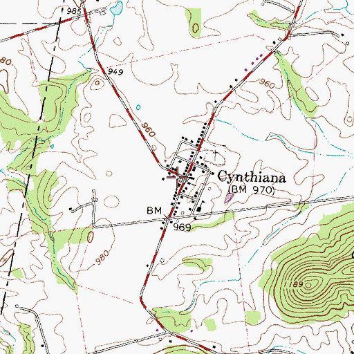 Topographic Map of Cynthiana Post Office, OH