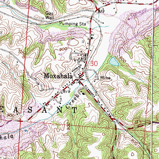 Topographic Map of Moxahala Post Office, OH