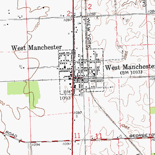 Topographic Map of West Manchester Post Office, OH