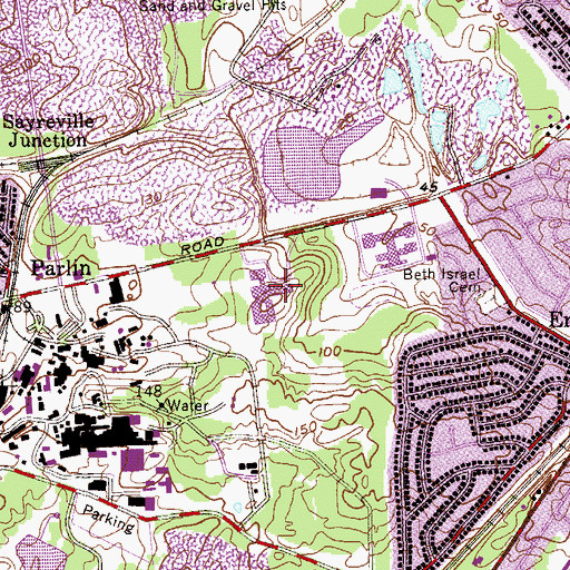 Topographic Map of Sayreville Middle School, NJ