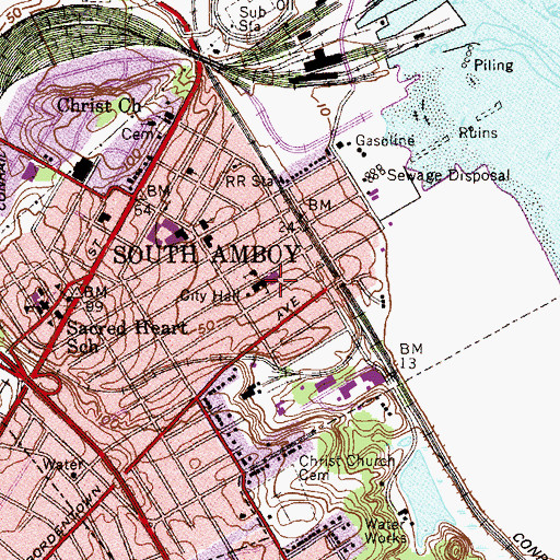 Topographic Map of South Amboy Elementary School, NJ