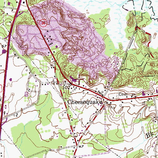Topographic Map of Cheesequake School (historical), NJ
