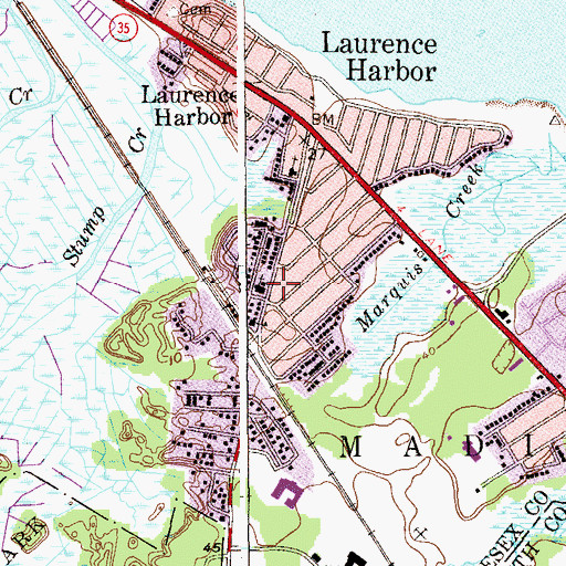 Topographic Map of Saint Lawrence Roman Catholic Church, NJ