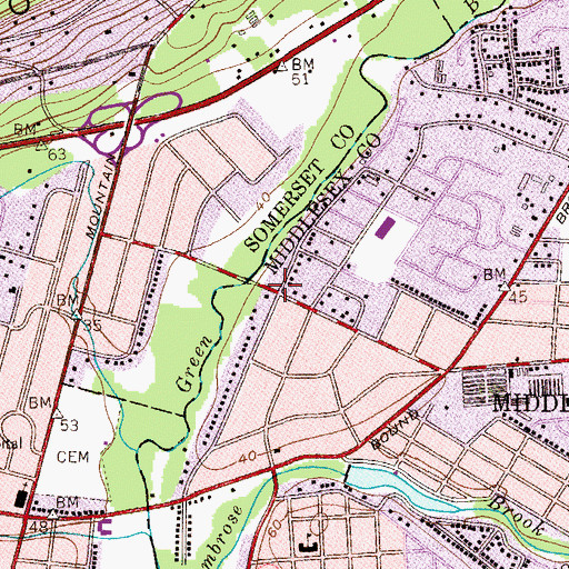 Topographic Map of Beechwood Baptist Church, NJ