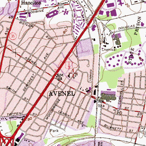 Topographic Map of First Presbyterian Church, NJ
