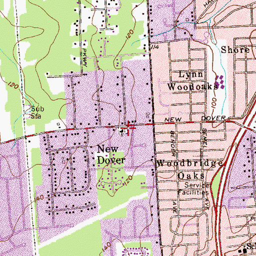 Topographic Map of New Dover United Methodist Church, NJ