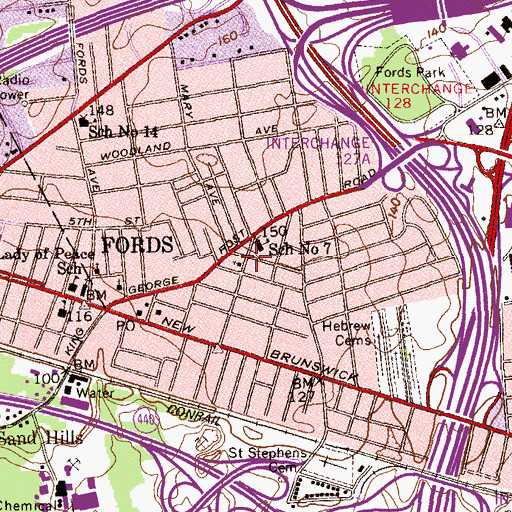 Topographic Map of First Presbyterian Church, NJ