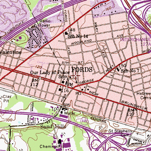 Topographic Map of Our Redeemer Lutheran Church, NJ