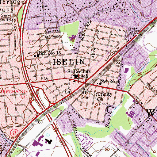 Topographic Map of First Presbyterian Church, NJ