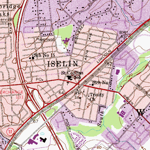 Topographic Map of Saint Cecelia's Roman Catholic Church, NJ