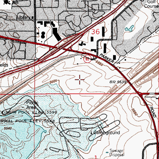 Topographic Map of Cherry Creek Airport (historical), CO