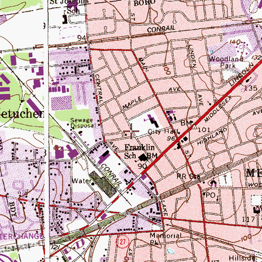 Topographic Map of Second Baptist Church, NJ