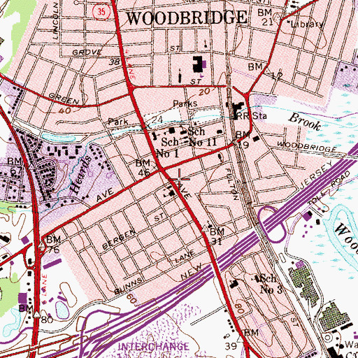 Topographic Map of Saint James Roman Catholic Church, NJ