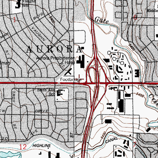 Topographic Map of Medical Center of Aurora North Campus Heliport, CO