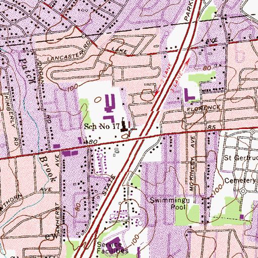 Topographic Map of Saint John Vianney School, NJ