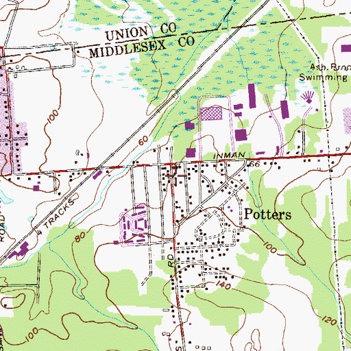 Topographic Map of Mount Pleasant Baptist Church, NJ