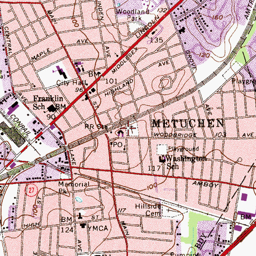 Topographic Map of First Presbyterian Church, NJ