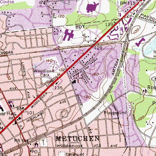 Topographic Map of Temple Neve Sholom, NJ
