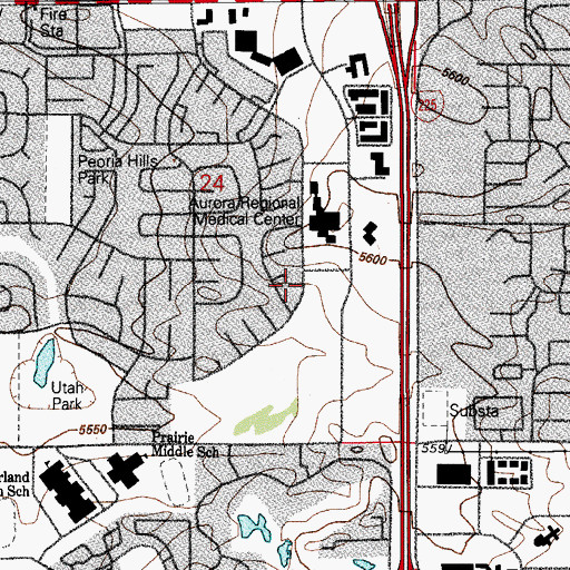 Topographic Map of Humana Hospital Aurora Heliport, CO