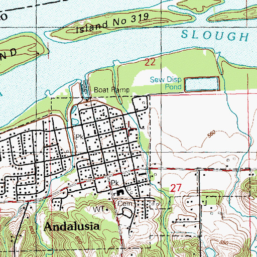 Topographic Map of Andalusia Community Baptist Church, IL