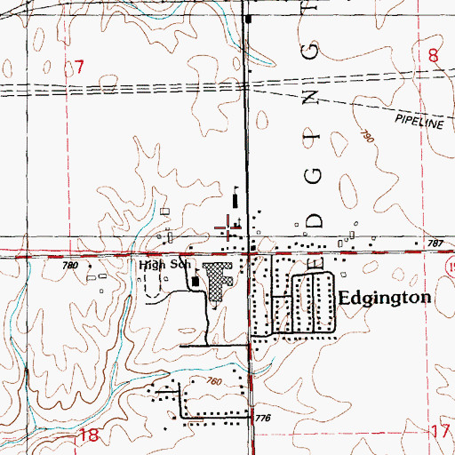 Topographic Map of Edgington Presbyterian Church, IL