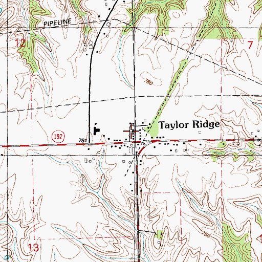 Topographic Map of Taylor Ridge United Methodist Church, IL