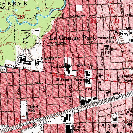 Topographic Map of Park Junior High School, IL