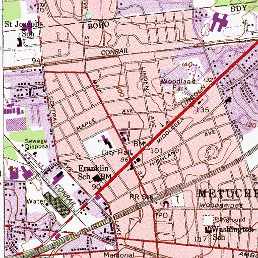 Topographic Map of Saint Francis Roman Catholic Church, NJ