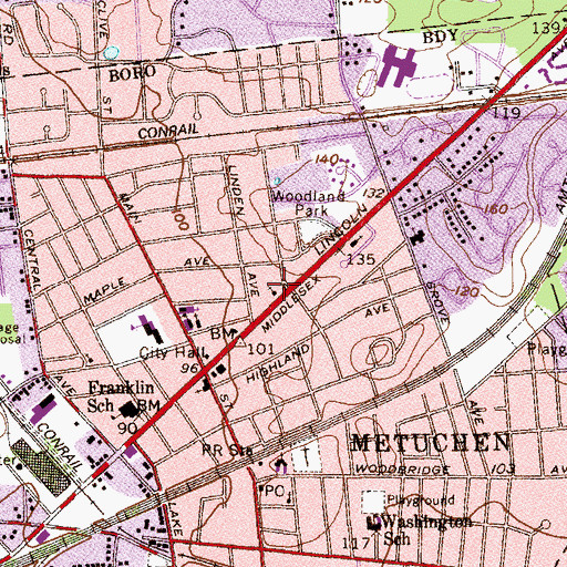 Topographic Map of Saint Luke's Episcopal Church, NJ