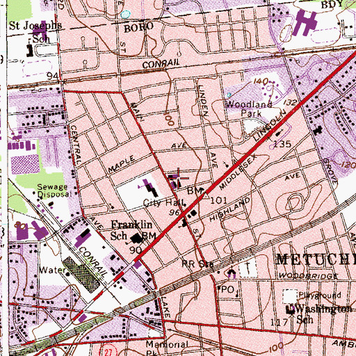 Topographic Map of Saint Francis Cathedral School, NJ