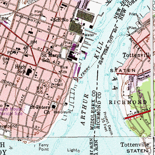 Topographic Map of Perth Amboy Ferry Slip, NJ