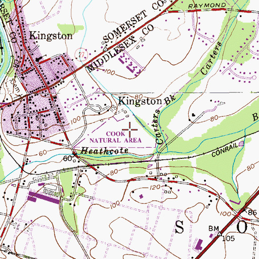 Topographic Map of Cook State Natural Area, NJ