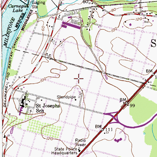Topographic Map of Princeton Nurseries, NJ