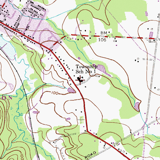 Topographic Map of Township School Number 1 (historical), NJ