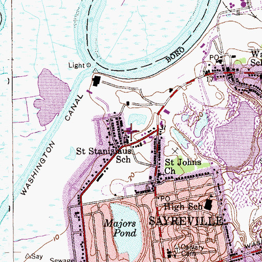 Topographic Map of Saint Stanislaus Kostka Church, NJ