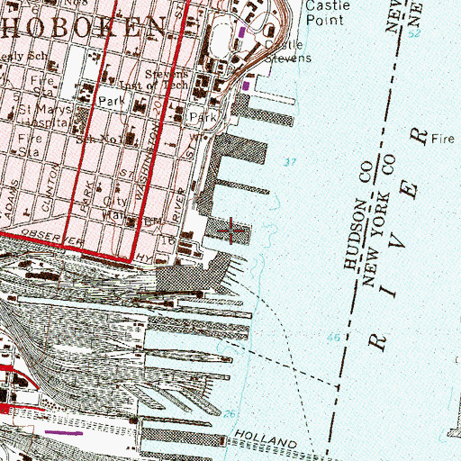 Topographic Map of Pier A, NJ