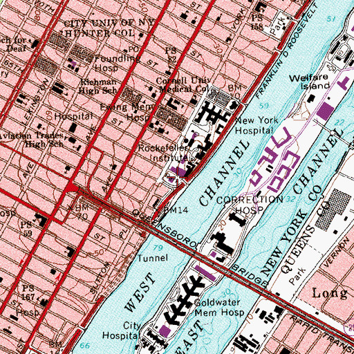 Topographic Map of Benjamin and Irma G Weiss Research Building, NY