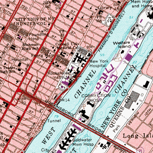 Topographic Map of Founders Hall, NY