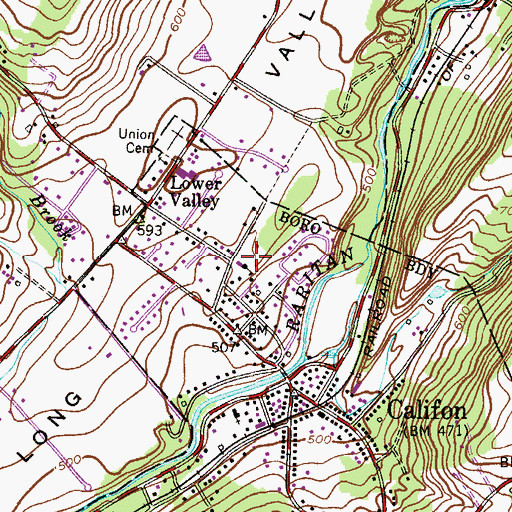 Topographic Map of Califon Borough Elementary School, NJ
