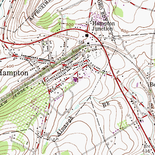Topographic Map of Hampton Elementary School, NJ