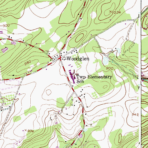Topographic Map of Woodglen Elementary School, NJ