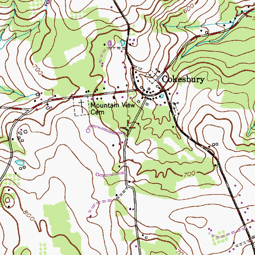 Topographic Map of Cokesbury School (historical), NJ