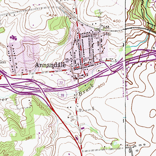 Topographic Map of Annandale School (historical), NJ