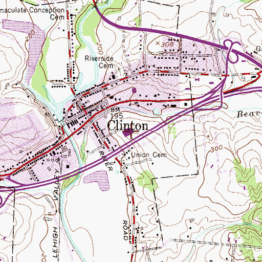 Topographic Map of Clinton High School (historical), NJ